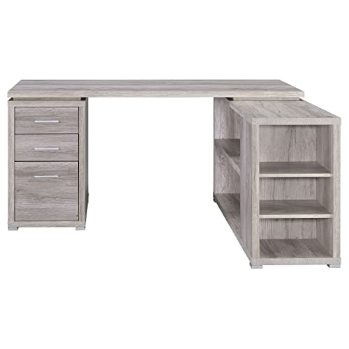Coaster Home Furnishings Yvette L-Shape Grey Driftwood Office Desk (801516) Coaster Home Furnishings