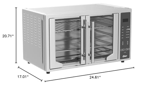 Oster Air Fryer Oven, 10-in-1 Countertop Toaster, Large Enough for 2 Pizzas, Stainless Steel French Doors, XL Sized Oster