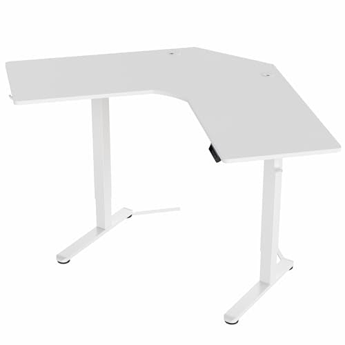 VIVO Electric Corner L-Shaped 47 x 47 in Standing Desk, Memory Height Adjustment, White Top White Frame, DESK-E1L94W VIVO