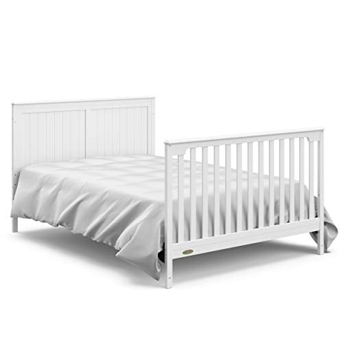 Graco Hadley 5-in-1 Convertible Crib with Drawer (White) – GREENGUARD Gold Certified, Crib with Drawer Combo, Full-Size Nursery Storage Drawer, Converts to Toddler Bed, Daybed Graco