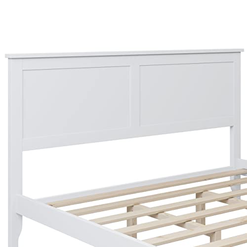 Harper & Bright Designs Classic Queen Size Platform Bed Frame with Headboard in White, Ideal for Kids, Teens, and Adults Harper & Bright Designs