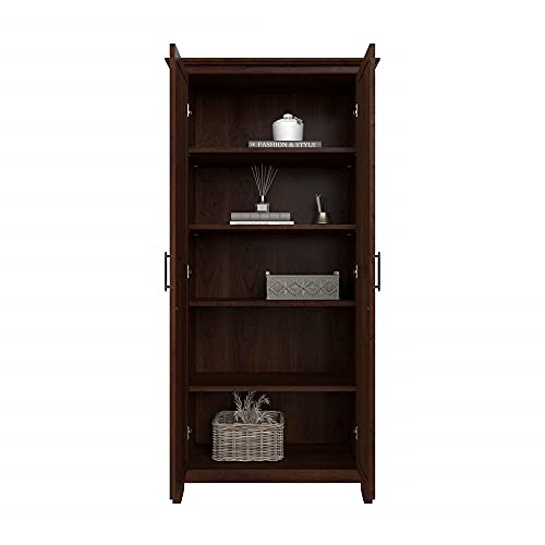 Bush Furniture Key West Tall Storage Cabinet with Doors in Bing Cherry Accent Chest for Home Office, Living Room, Entryway, Kitchen Pantry and More Bush Business Furniture