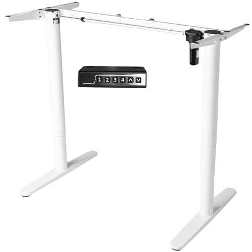 VIVO Electric Single Motor Standing Desk Frame for 41 to 74 in Table Tops, Memory Height Adjustment, Frame Only, White, DESK-E151EW VIVO