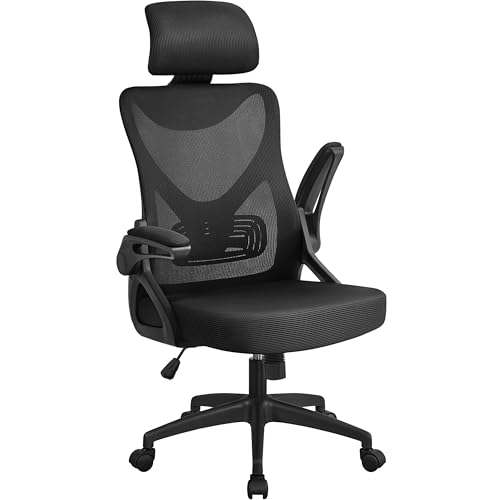 Yaheetech Ergonomic Office Chair, High Back Desk Chair with Headrest and Flip-up Armrest Lumbar Support for Home Office Meeting Room Study, Black Yaheetech