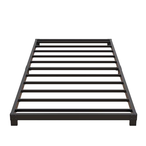 Nailsong 3 Inch Twin Bed Frames Low Profile, Twin Platform Bed Frame No Box Spring Needed, Heavy Duty Metal, Easy Assembly, Black Nailsong