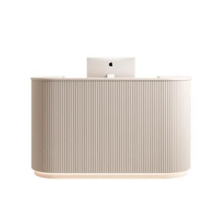 Reception Desk Simple Modern LED Light Bar Counter Curved Checkout Page Store Small Beauty Salon Front Desk Counter Light Luxury Nail Salon(100x60x100cm) SUHEIDOU