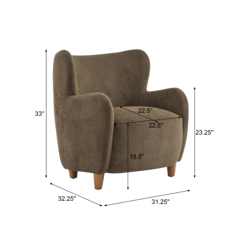 Christopher Knight Home Auden Wingback Accent Chair, Fabric Club Chair, Velvet Upholstered Armchair, Curved Backrest Single Sofa, Soft Cushion Seating, Reading Lounge Chair for Living Room, Brown Christopher Knight Home
