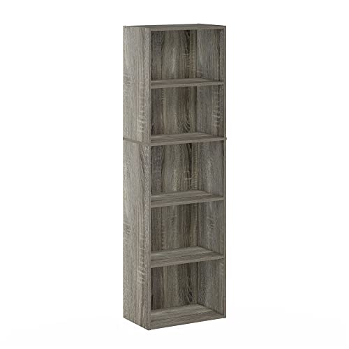 Furinno Luder 5-Tier Open Shelf Bookcase in French Oak Furinno
