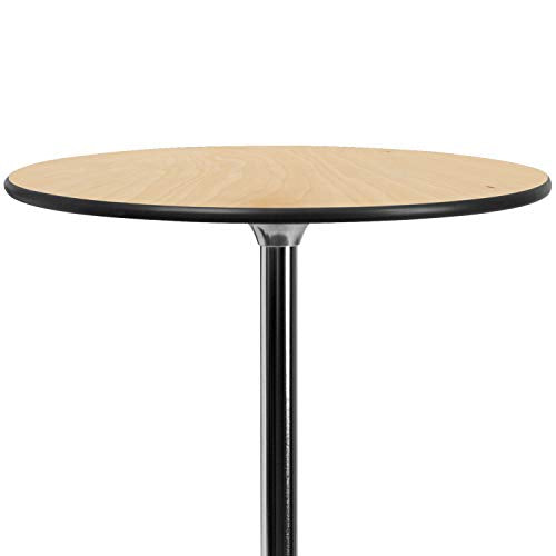 Flash Furniture Round Wood Cocktail Tables with 2 Columns, Set of 4, Natural Flash Furniture