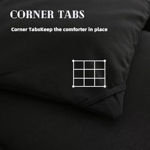 DOWNCOOL Comforters Full Size, Duvet Insert,Black All Season Duvet, Lightweight Quilt, Down Alternative Hotel Comforter with Corner Tabs (Black, Full 82x86 Inches) DOWNCOOL