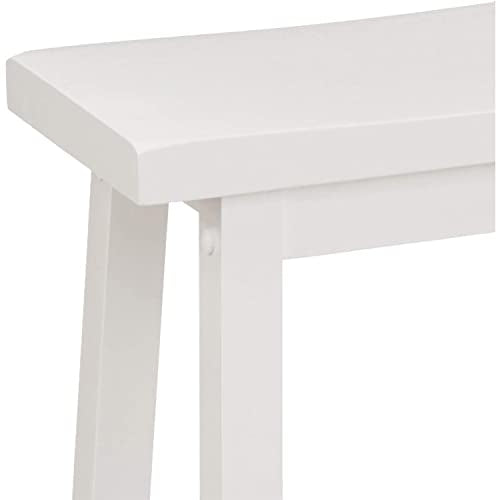 PJ Wood 24-Inch Backless Solid Wood Saddle Seat Counter Stools in White - Set of 2 PJ Wood