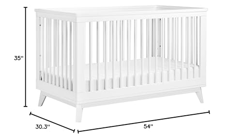 Babyletto Scoot 3-in-1 Convertible Crib with Toddler Bed Conversion Kit in White, Greenguard Gold Certified babyletto