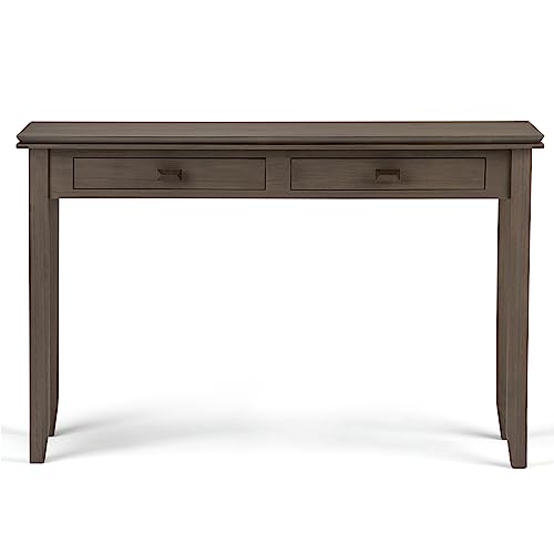 SIMPLIHOME Artisan SOLID WOOD 46 inch Wide Console Sofa Entryway Table in Farmhouse Grey with Storage, 2 Drawers, for the Living Room, Entryway and SIMPLIHOME