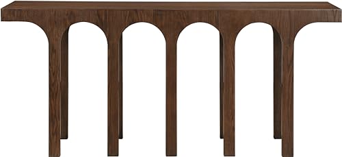 Meridian Furniture 99076Brown-T Westfield Collection Art Deco Console Table with Rich Brown Finish, Oak Veneer, Mixture of Solid Wood and MDF, 70" W x 18" D x 31" H, Brown Meridian Furniture