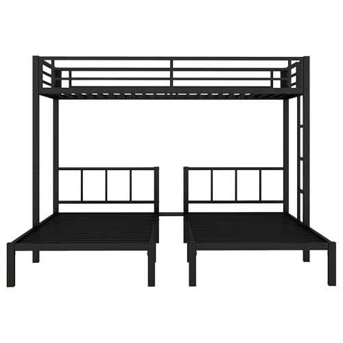 Bellemave Twin Over Twin Over Twin Triple Bunk Bed for Kids, Three Bed Bunk Beds for Kids with Guardrails, Ladder & Storage Three Bed Bunk Bed Converts to 3 Separate Twin Beds No Box Spring Needed Bellemave