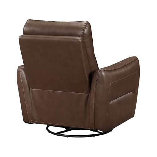 Lexicon Swivel Glider Reclining Chair, Top Grain Leather Match Manual Recliner, Comfy Nursery Glider Recliner, Swivel Reclining Chair for Living Room/Office/Bedroom/Apartment, Toffee Brown Lexicon