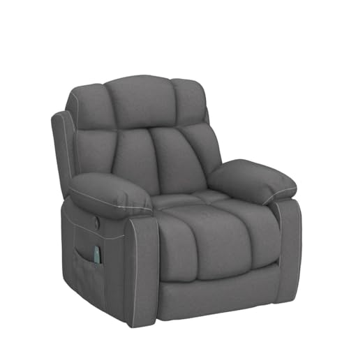CANMOV Large Power Lift Recliner Chairs with Massage and Heat for Elderly Big People, Heavy Duty Motion Reclining Mechanism-Anti Skid Fabric Recliner Chair with 2 Concealed Cup Holders,Dark Gray CANMOV