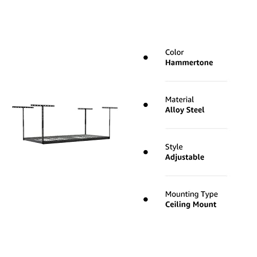 MonsterRax Overhead Garage Storage Rack - 4 x 8 Ceiling Rack for Garage Shelving, Organization, Adjustable Hanging Storage, Grey 18"- 33" Height Adjustment MonsterRAX Storage Solutions