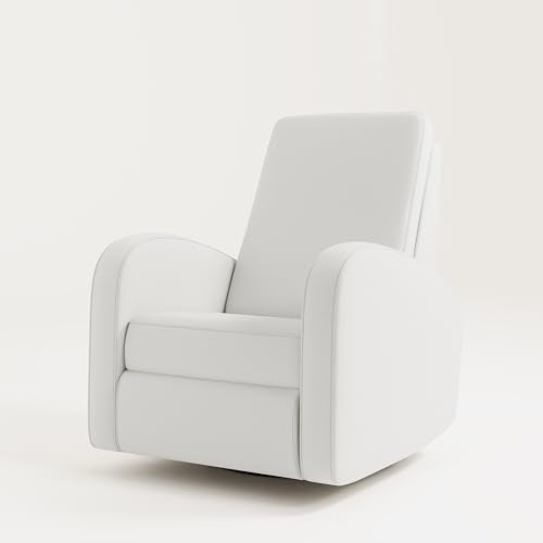 Storkcraft Santa Monica Power Recliner Swivel Glider (Ivory Basketweave) – Effortless Electronic Power Recline, USB-A & USB-C Charger Storkcraft