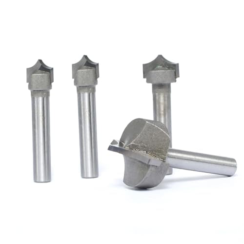 Akylin 4pcs Point Cutting Roundover Router Bit Set,1/4" Shank,Cutting Dia. 3/8“,3/8",1/2" and 1",Round-Over Plunge Cutter for Wood Engraving, 2D and 3D Carving Akylin