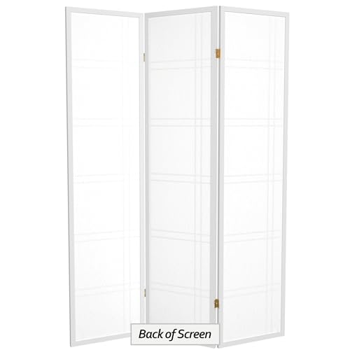 Red Lantern 6 ft. Tall Double Cross Shoji Screen - White - 3 Panels Red Lantern