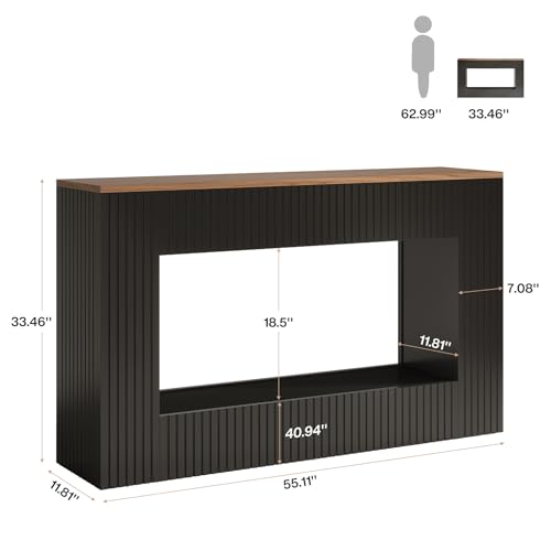 Tribesigns Modern Console Table, 55-Inch Wood Entryway Table with Storage, Narrow Long Sofa Table Behind Couch Table for Living Room, Foyer, Hallway, Black Tribesigns