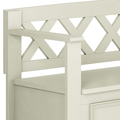 Amherst Solid Wood 48-Inch Entryway Storage Bench in Antique White SIMPLIHOME