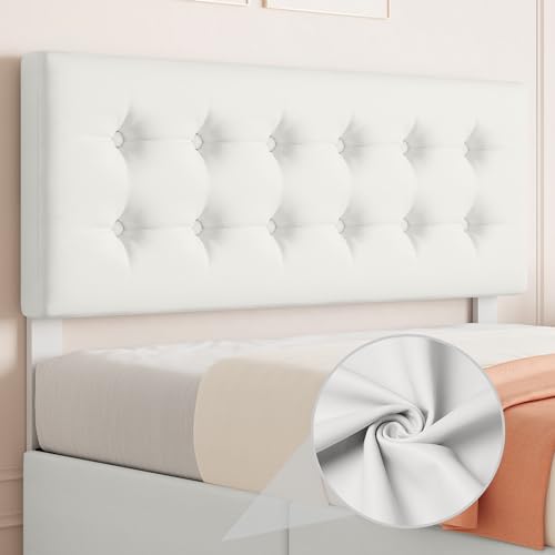 IDEALHOUSE Full Size Bed Frame with 4 Storage Drawers and Headboard, Faux Leather Upholstered Platform Bed Frame with Wooden Slats Support, Button Tufted Design, No Box Spring Needed, Beige IDEALHOUSE