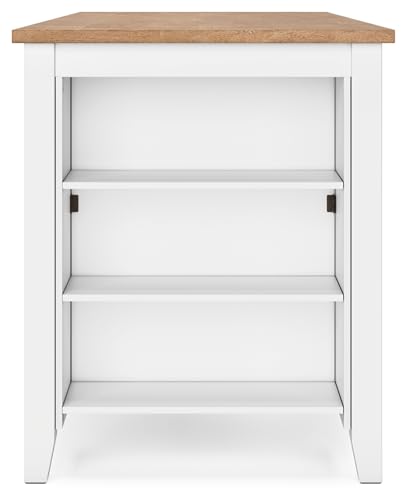 Signature Design by Ashley Gesthaven Farmhouse Counter Height Dining Table with 3 Shelves and Trestle Base, Light Brown & White Signature Design by Ashley