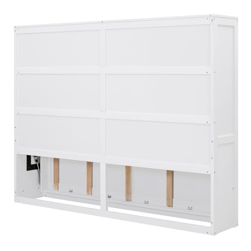 Harper & Bright Designs Queen Size Murphy Bed, Wall Bed, No Box Spring Needed, White Harper & Bright Designs