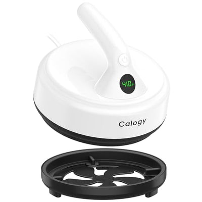 Calogy Mini Heat Press, Small Round Heat Press Machine 5" Diameter, Portable Iron 4 Levels Temp Max 410℉ for Heating Transfer Sublimation Crafts, DIY Coaster, Bag, Pillow, Ceramic (Ivory White)