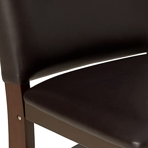 Meco STAKMORE Parson’s Folding Chair Espresso Bonded Leather Finish, 16D x 17W x 33.5H in, Set of 2 MECO