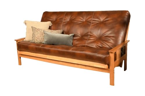 Queen Size Futon Mattress Bonded Leather Innerspring Replacement Bed (Havana) FutonX