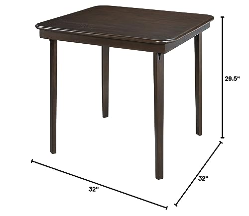 MECO Stakmore Straight Edge Solid Wood Folding Card Table, Folds to Deep 3.38 Inches for Easy Storage, 29.5″H x 32″W x 32″D, Espresso Finish MECO