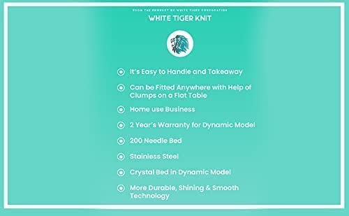 WHITE TIGER KNIT Wool Knitting Machine for Home, Dynamic Model with 180 SPM Sewing Speed, Your Favorite Designs of Cap, Hat, Top, Muffler, Shawl, Scarf, Sweater & Socks at Beginners Kit, 55x16x8 CM WHITE TIGER KNIT
