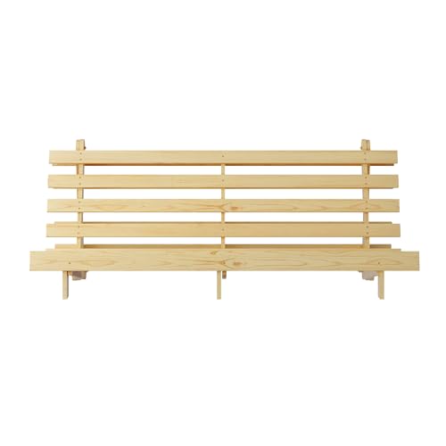 MUSEHOMEINC Wooden Futon Frame Space-Saving Modern Futon Frame Full Size 2 in 1 Design Bed Frame Convert Chair,Sofa,Bed Perfect for Modern Living Spaces (Full) MUSEHOMEINC