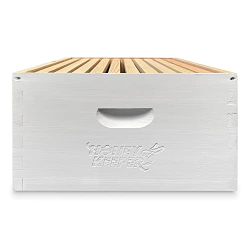 Honey Keeper Complete Deep Hive Body Kit, Painted and Assembled Beehive with 10-Frames, White Honey Keeper