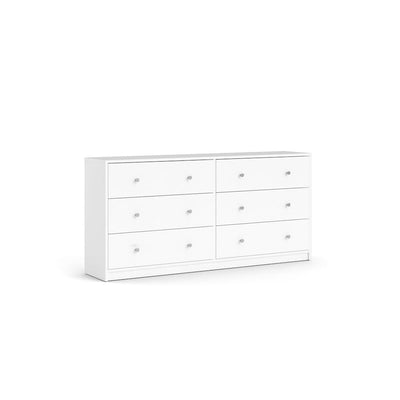 Sleek 6 Drawer Double Dresser in White by FurniFact, Ideal for Maximizing Storage in Compact Living Areas While Enhancing Decor