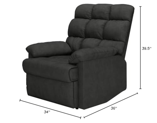 Handy Living ProLounger Wall Hugger Recliner in Grey Microfiber with Square Tufted Back