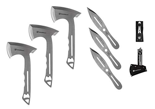Smith & Wesson 8in Throwing Knives and 10in Axes Combo with Full Tang Stainless Steel Design, Bottle Opener and Nylon Sheaths for Recreation and Competition Smith & Wesson