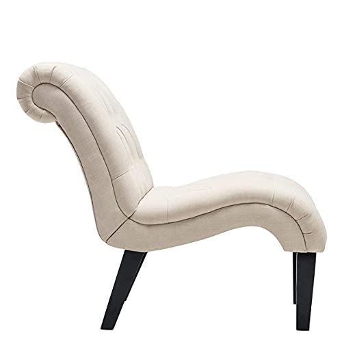 Yongqiang Accent Chair for Bedroom Living Room Chairs Tufted Upholstered Lounge Chair with Wood Legs Linen Fabric Yongqiang