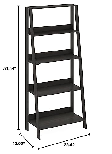 Furinno Ladder Bookcase Display Shelf, 5-Tier, Espresso Furinno