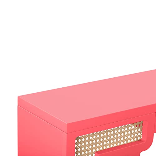 Tov Furniture Suzie Coral Pink & Rattan Console Table Tov Furniture