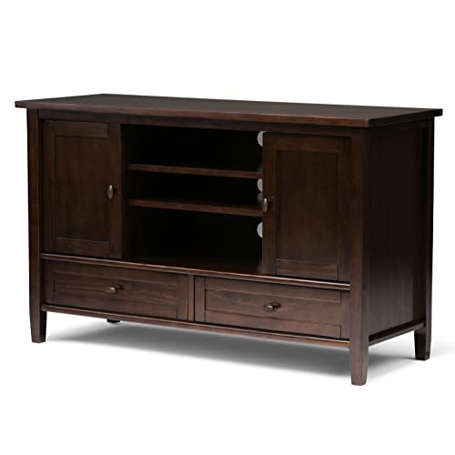 SIMPLIHOME Warm Shaker SOLID WOOD 47 Inch Wide Transitional TV Media Stand in Tobacco Brown for TVs up to 50 Inches, For the Living Room and SIMPLIHOME