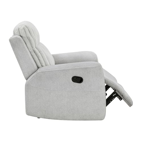 Lexicon Modern Recliner Chair for Living Room, Manual Wall Hugger Textured Microfiber Reclining Chair, Plush Corduroy Channel Seat Back, Manual Recliner, Light Gray Lexicon