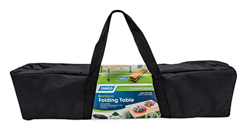 Camco Folding Bamboo Table with Aluminum Legs | Natural Bamboo Top | Lightweight for Added Portability (51895) Camco