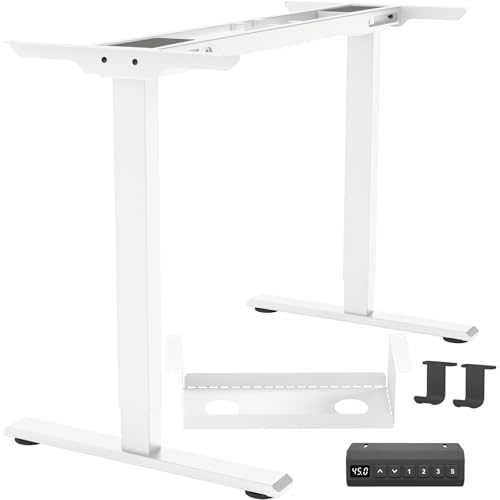 DERSITE Dual Motor Standing Desk Frame, Electric Adjustable Legs, Workstation Desk Base, Sit stand desk frame, 3 Memory Height Settings, with Cable Management Tray, Headphone Hook DERSITE