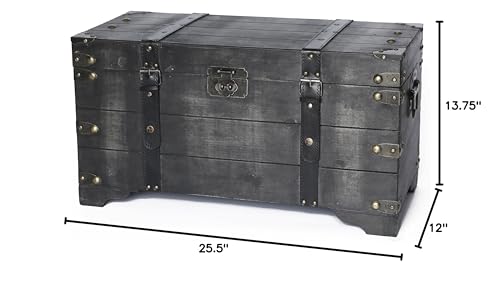 Vintiquewise Distressed Black Medium Wooden Storage Trunk Vintiquewise