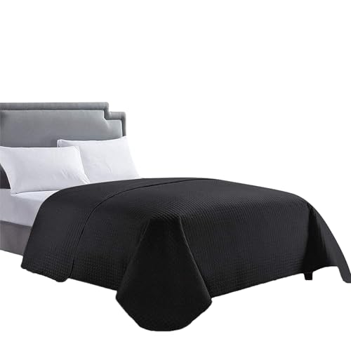 HollyHOME Luxury Checkered Super Soft Solid Single Pinsonic Bed Quilt Bedspread Bed Cover, Black, King HollyHOME