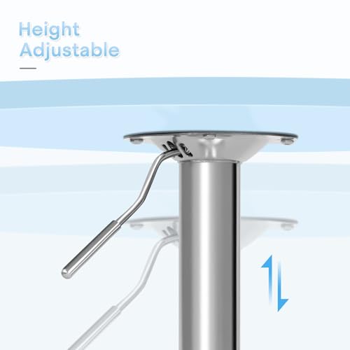 Athena Collection Round Bar Table 27.5"- 36" Height Adjustable Bistro Pub Table, Bar Height Cocktail Table with Swivel Top Metal Base, Tall Table for Home Bar Party Event, Blue Athena Collection